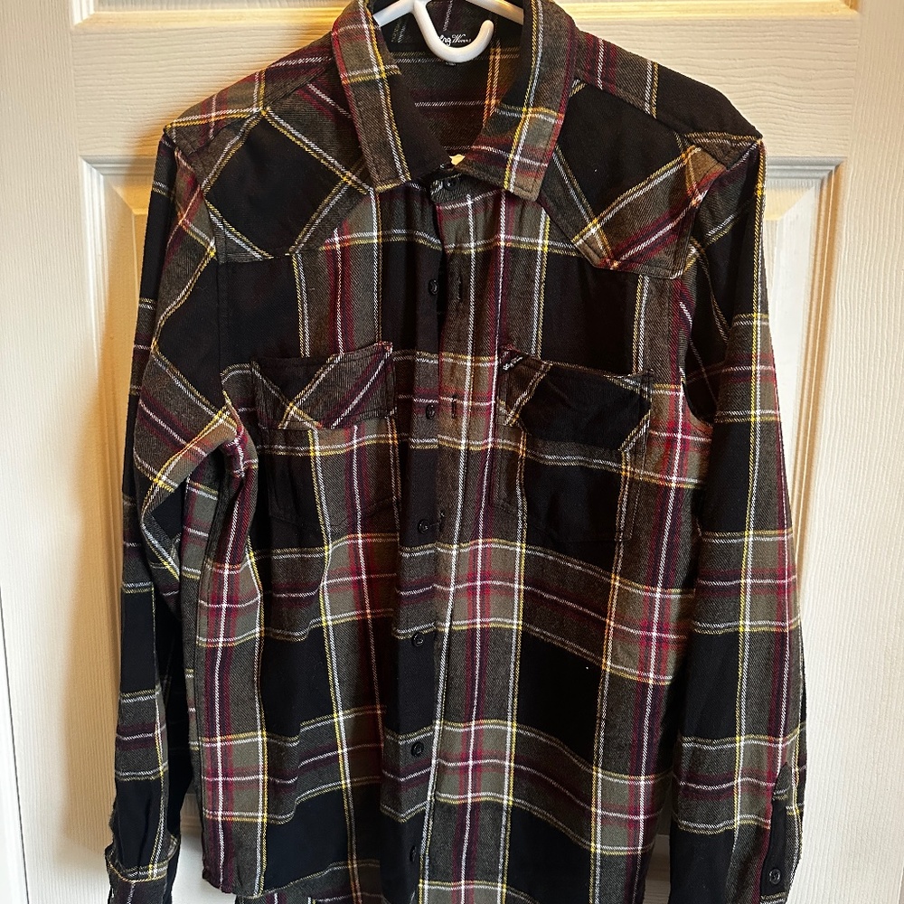 Lrg heavyweight plaid flannel long sleeve button up shirt - M